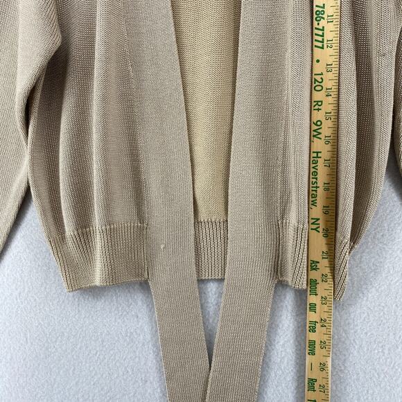 FIA ITALIA Sweater Womens L Hand Loomed Open Hem Tie Jumper Cardigan Beige Vtg - Picture 10 of 14